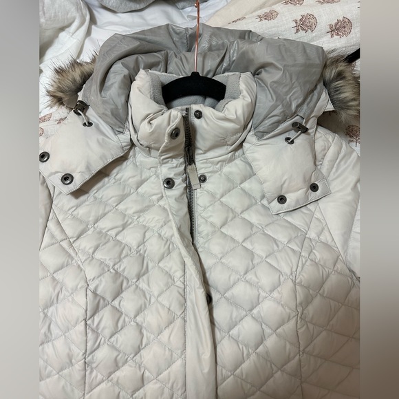 Eddie Bauer 2019 Alpendown Parka White Long Hooded Women's Size Small - Picture 9 of 16